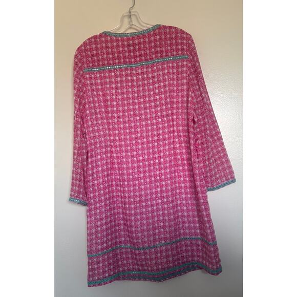 Vineyard Vines 100% Silk Cowrie Shell Tunic Mini Dress Size 12 - Picture 4 of 7